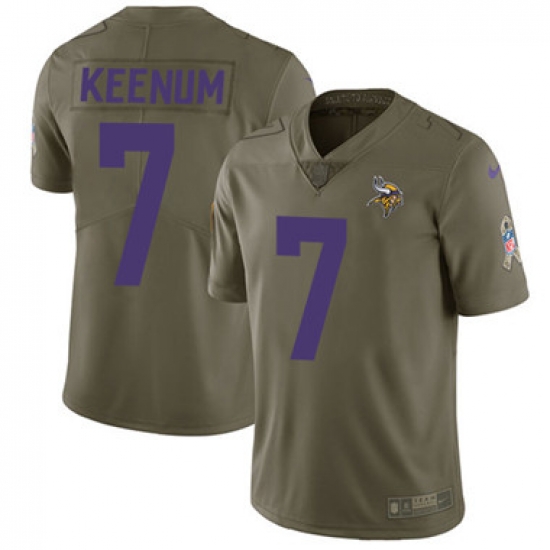 Nike Vikings #7 Case Keenum Olive Youth Stitched NFL Limited 2017 Salute to Service Jersey Nike Vikings #7 Case Keenum Olive Youth Stitched NFL Limited 2017 Salute to Service Jersey