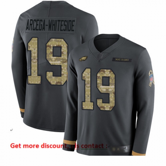 Eagles 19 JJ Arcega Whiteside Anthracite Salute to Service Men Stitched Football Limited Therma Long Sleeve Jersey Eagles 19 JJ Arcega Whiteside Anthracite Salute to Service Men Stitched Football Limited Therma Long Sleeve Jersey