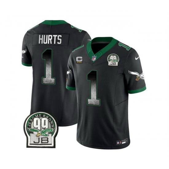 Men Philadelphia Eagles 1 Jalen Hurts Black 2023 F U S E With 3 Star C Patch Throwback Vapor Untouchable Limited Stitched Football Jersey Men Philadelphia Eagles 1 Jalen Hurts Black 2023 F U S E With 3 Star C Patch Throwback Vapor Untouchable Limited Stitched Football Jersey