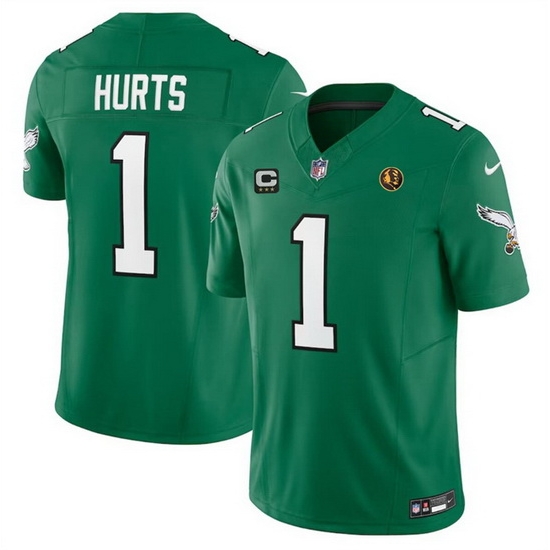Men Philadelphia Eagles 1 Jalen Hurts Green 2023 F U S E Throwback With 3 Star C Patch And John Madden Patch Vapor Limited Stitched Football Jersey Men Philadelphia Eagles 1 Jalen Hurts Green 2023 F U S E Throwback With 3 Star C Patch And John Madden Patch Vapor Limited Stitched Football Jersey