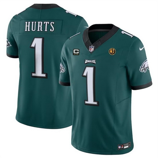 Men Philadelphia Eagles 1 Jalen Hurts Green 2023 F U S E With 3 Star C Patch And John Madden Patch Vapor Limited Stitched Football Jersey Men Philadelphia Eagles 1 Jalen Hurts Green 2023 F U S E With 3 Star C Patch And John Madden Patch Vapor Limited Stitched Football Jersey