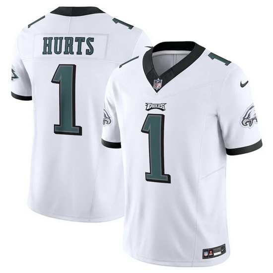 Men Philadelphia Eagles 1 Jalen Hurts White 2023 F U S E Vapor Untouchable Limited Stitched Football Jersey Men Philadelphia Eagles 1 Jalen Hurts White 2023 F U S E Vapor Untouchable Limited Stitched Football Jersey