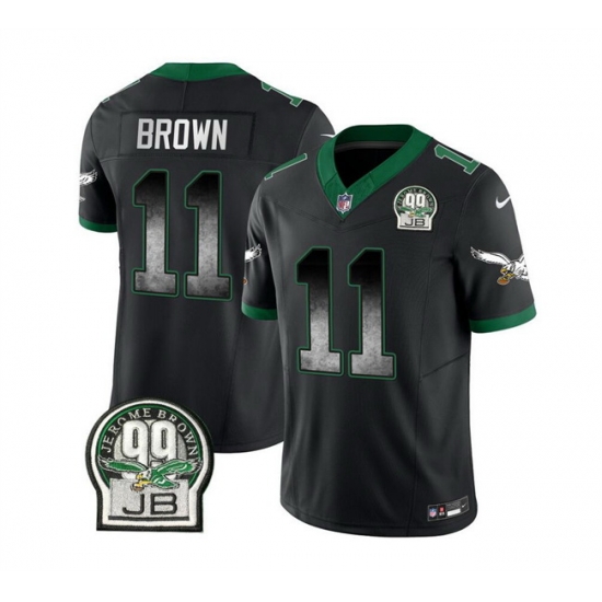 Men Philadelphia Eagles 11 A J Brown Black 2023 F U S E Throwback Vapor Untouchable Limited Stitched Football Jersey Men Philadelphia Eagles 11 A J Brown Black 2023 F U S E Throwback Vapor Untouchable Limited Stitched Football Jersey