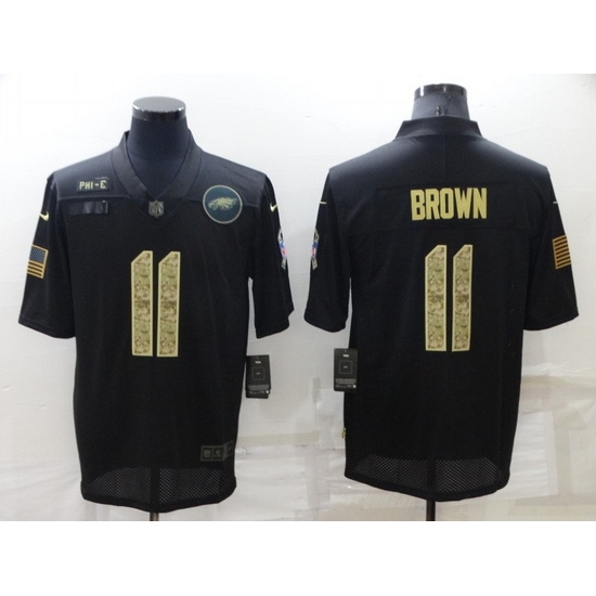 Men Philadelphia Eagles 11 A J Brown Black Camo Salute To Service Limited Stitched Jerse Men Philadelphia Eagles 11 A J Brown Black Camo Salute To Service Limited Stitched Jerse