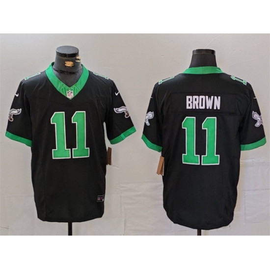 Men Philadelphia Eagles 11 A J Brown Black F U S E Vapor Untouchable Stitched Football Jersey Men Philadelphia Eagles 11 A J Brown Black F U S E Vapor Untouchable Stitched Football Jersey