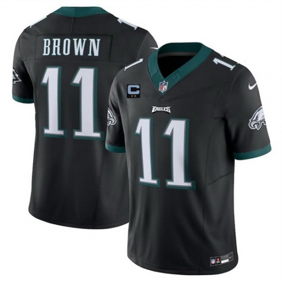 Men Philadelphia Eagles 11 A J Brown Black F U S E With 2 Star C Patch Vapor Untouchable Limited Stitched Football Jersey Men Philadelphia Eagles 11 A J Brown Black F U S E With 2 Star C Patch Vapor Untouchable Limited Stitched Football Jersey