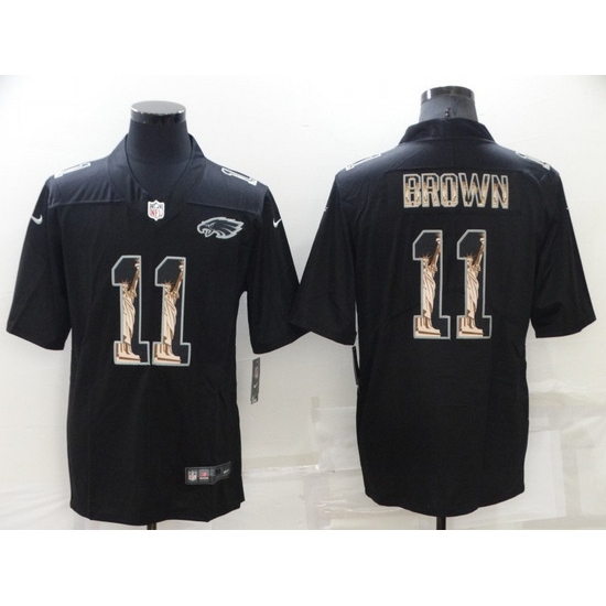 Men Philadelphia Eagles 11 A J Brown Black Statue Of Liberty Limited Stitched jersey Men Philadelphia Eagles 11 A J Brown Black Statue Of Liberty Limited Stitched jersey