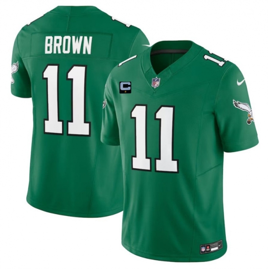 Men Philadelphia Eagles 11 A J Brown Green 2023 F U S E With 1 Star C Patch Vapor Untouchable Limited Stitched Jersey Men Philadelphia Eagles 11 A J Brown Green 2023 F U S E With 1 Star C Patch Vapor Untouchable Limited Stitched Jersey