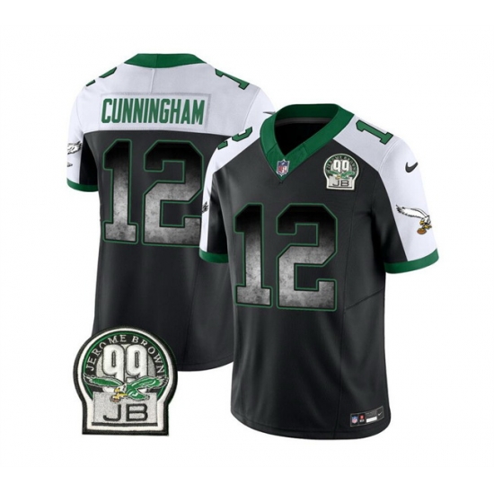 Men Philadelphia Eagles 12 Randall Cunningham Black White 2023 F U S E Throwback Vapor Untouchable Limited Stitched Football Jersey Men Philadelphia Eagles 12 Randall Cunningham Black White 2023 F U S E Throwback Vapor Untouchable Limited Stitched Football Jersey