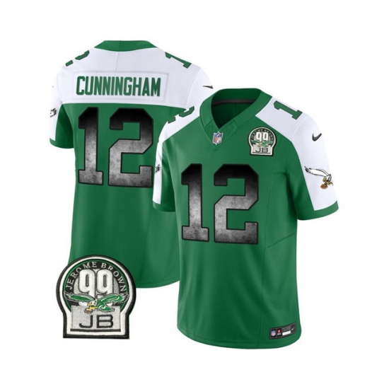 Men Philadelphia Eagles 12 Randall Cunningham Green White 2023 F U S E Throwback Vapor Untouchable Limited Stitched Football Jersey Men Philadelphia Eagles 12 Randall Cunningham Green White 2023 F U S E Throwback Vapor Untouchable Limited Stitched Football Jersey