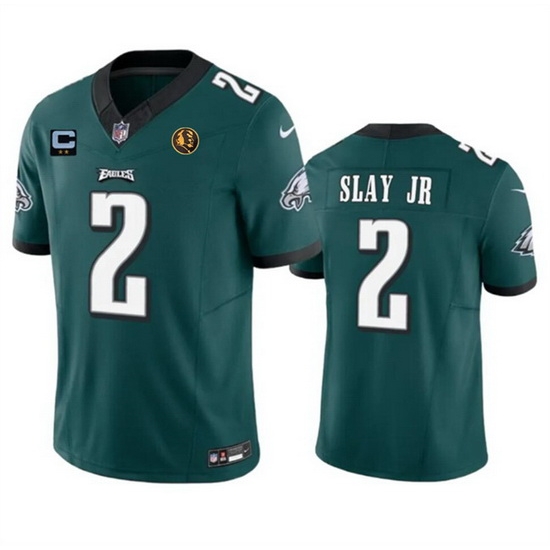 Men Philadelphia Eagles 2 Darius Slay JR Green 2023 F U S E With 2 Star C Patch And John Madden Patch Vapor Limited Stitched Football Jersey Men Philadelphia Eagles 2 Darius Slay JR Green 2023 F U S E With 2 Star C Patch And John Madden Patch Vapor Limited Stitched Football Jersey