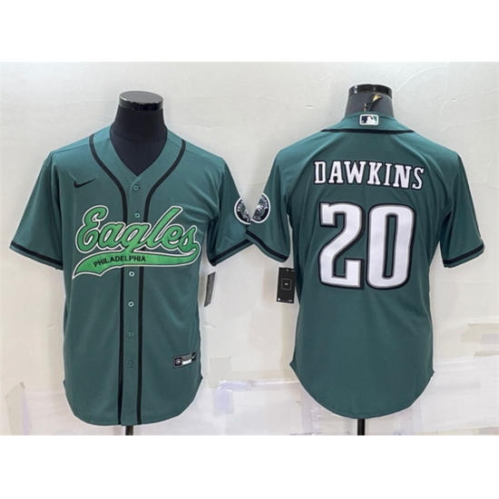 Men Philadelphia Eagles 20 Brian Dawkins Green With Patch Cool Base Stitched Baseball Jersey Men Philadelphia Eagles 20 Brian Dawkins Green With Patch Cool Base Stitched Baseball Jersey