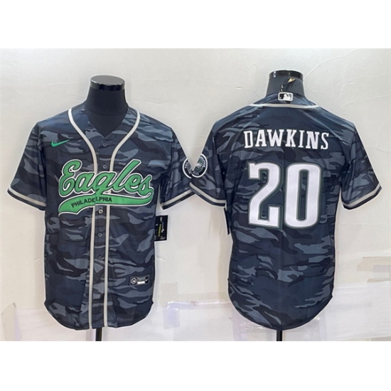 Men Philadelphia Eagles 20 Brian Dawkins Grey Camo With Patch Cool Base Stitched Baseball Jersey Men Philadelphia Eagles 20 Brian Dawkins Grey Camo With Patch Cool Base Stitched Baseball Jersey