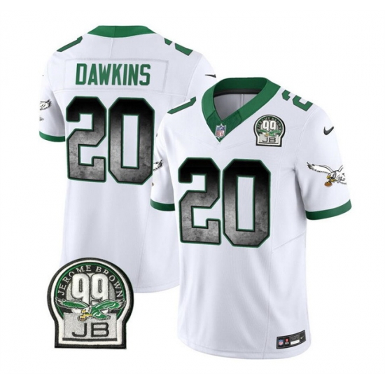 Men Philadelphia Eagles 20 Brian Dawkins White 2023 F U S E Throwback Vapor Untouchable Limited Stitched Football Jersey Men Philadelphia Eagles 20 Brian Dawkins White 2023 F U S E Throwback Vapor Untouchable Limited Stitched Football Jersey