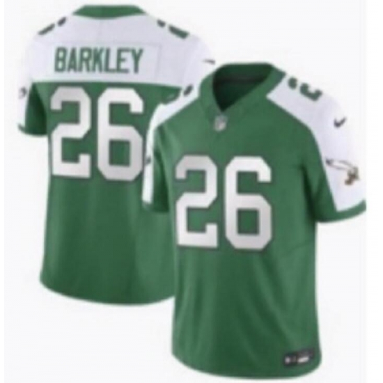 Men Philadelphia Eagles 26 Saquon Barkley Green White 2023 F U S E Throwback Vapor Untouchable Limited Stitched Football Jersey Men Philadelphia Eagles 26 Saquon Barkley Green White 2023 F U S E Throwback Vapor Untouchable Limited Stitched Football Jersey