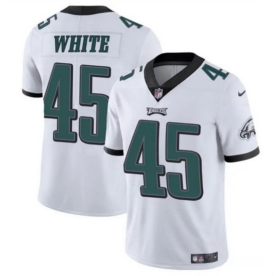 Men Philadelphia Eagles 45 Devin White White Vapor Untouchable Limited Stitched Football Jersey Men Philadelphia Eagles 45 Devin White White Vapor Untouchable Limited Stitched Football Jersey