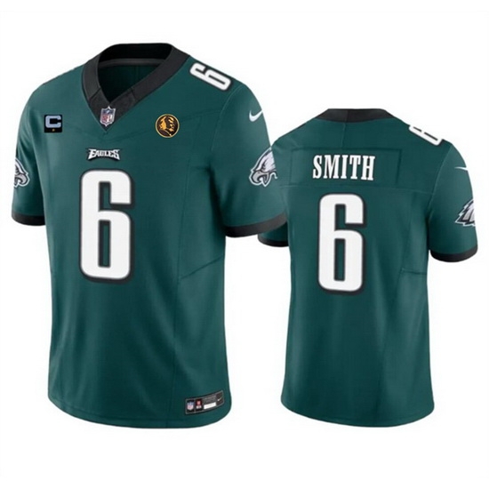 Men Philadelphia Eagles 6 DeVonta Smith Green 2023 F U S E With 1 Star C Patch And John Madden Patch Vapor Limited Stitched Football Jersey Men Philadelphia Eagles 6 DeVonta Smith Green 2023 F U S E With 1 Star C Patch And John Madden Patch Vapor Limited Stitched Football Jersey