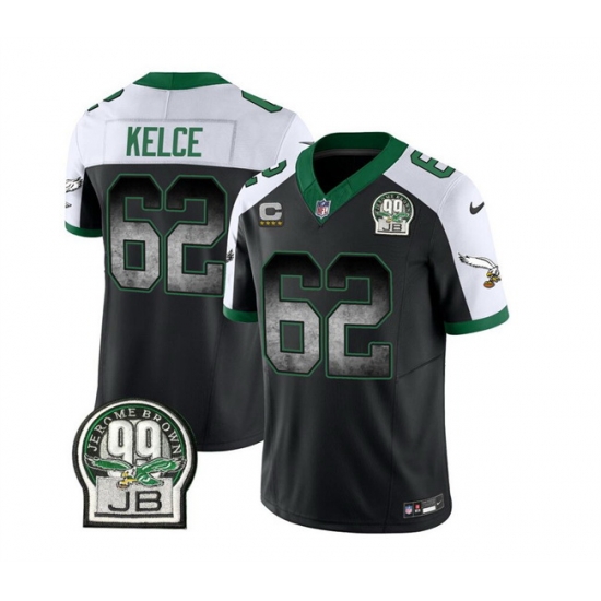 Men Philadelphia Eagles 62 Jason Kelce Black White 2023 F U S E With 4 Star C Patch Throwback Vapor Untouchable Limited Stitched Football Jersey Men Philadelphia Eagles 62 Jason Kelce Black White 2023 F U S E With 4 Star C Patch Throwback Vapor Untouchable Limited Stitched Football Jersey