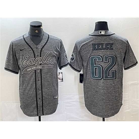 Men Philadelphia Eagles 62 Jason Kelce Gray Cool Base Baseball Stitched Jersey Men Philadelphia Eagles 62 Jason Kelce Gray Cool Base Baseball Stitched Jersey