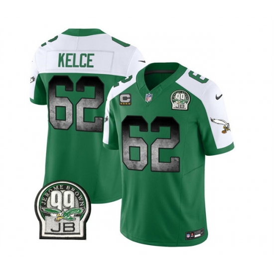 Men Philadelphia Eagles 62 Jason Kelce Green White 2023 F U S E With 4 Star C Patch Throwback Vapor Untouchable Limited Stitched Football Jersey Men Philadelphia Eagles 62 Jason Kelce Green White 2023 F U S E With 4 Star C Patch Throwback Vapor Untouchable Limited Stitched Football Jersey