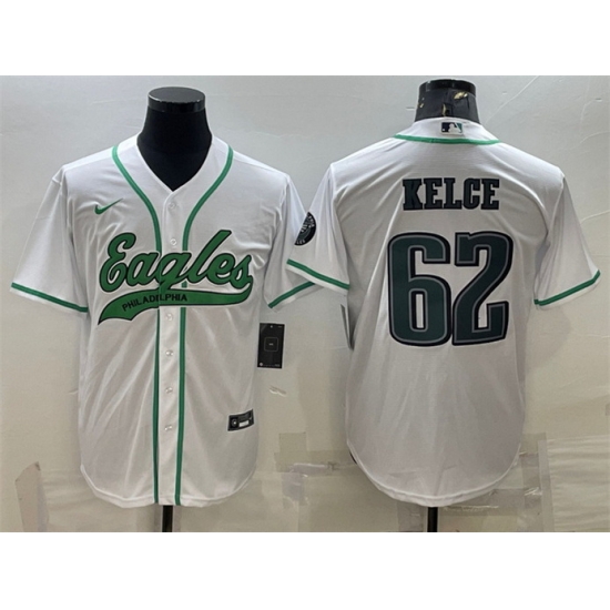 Men Philadelphia Eagles 62 Jason Kelce White With Patch Cool Base Stitched Baseball Jersey Men Philadelphia Eagles 62 Jason Kelce White With Patch Cool Base Stitched Baseball Jersey