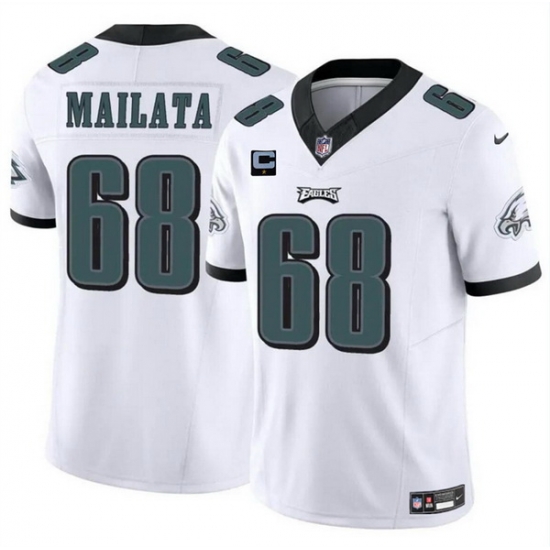 Men Philadelphia Eagles 68 Jordan Mailata White F U S E With 1 Star C Patch Vapor Untouchable Limited Stitched Football Jersey Men Philadelphia Eagles 68 Jordan Mailata White F U S E With 1 Star C Patch Vapor Untouchable Limited Stitched Football Jersey