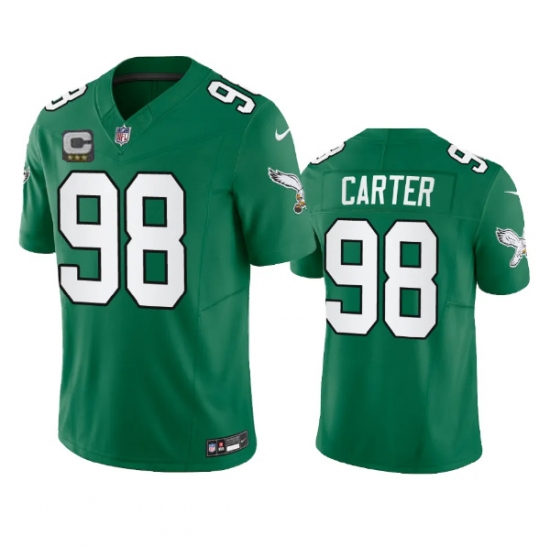 Men Philadelphia Eagles 98 Jalen Carter Green 2023 F U S E With C Patch Vapor Untouchable Stitched Football Jersey Men Philadelphia Eagles 98 Jalen Carter Green 2023 F U S E With C Patch Vapor Untouchable Stitched Football Jersey
