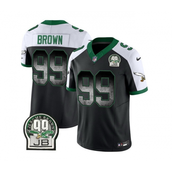 Men Philadelphia Eagles 99 Jerome Brown Black White 2023 F U S E Throwback Vapor Untouchable Limited Stitched Football Jersey Men Philadelphia Eagles 99 Jerome Brown Black White 2023 F U S E Throwback Vapor Untouchable Limited Stitched Football Jersey