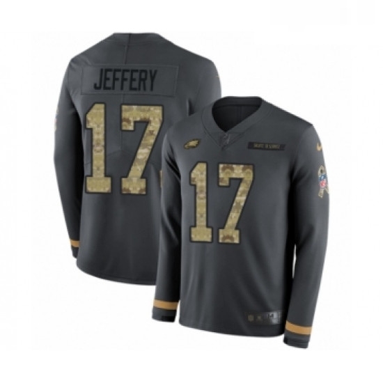 Mens Nike Philadelphia Eagles 17 Alshon Jeffery Limited Black Salute to Service Therma Long Sleeve NFL Jersey Mens Nike Philadelphia Eagles 17 Alshon Jeffery Limited Black Salute to Service Therma Long Sleeve NFL Jersey