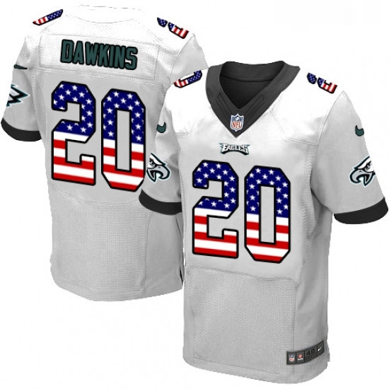 Mens Nike Philadelphia Eagles 20 Brian Dawkins Elite White Road USA Flag Fashion NFL Jersey Mens Nike Philadelphia Eagles 20 Brian Dawkins Elite White Road USA Flag Fashion NFL Jersey