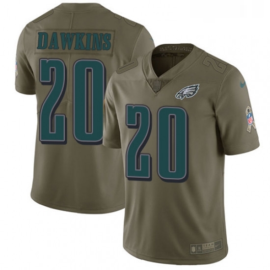 Mens Nike Philadelphia Eagles 20 Brian Dawkins Limited Olive 2017 Salute to Service NFL Jersey Mens Nike Philadelphia Eagles 20 Brian Dawkins Limited Olive 2017 Salute to Service NFL Jersey