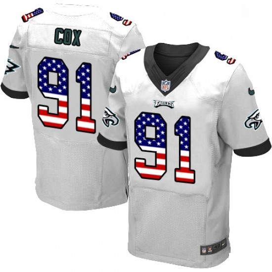 Mens Nike Philadelphia Eagles 91 Fletcher Cox Elite White Road USA Flag Fashion NFL Jersey Mens Nike Philadelphia Eagles 91 Fletcher Cox Elite White Road USA Flag Fashion NFL Jersey