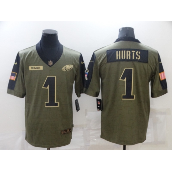 Men's Philadelphia Eagles #1 Jalen Hurts Nike Olive 2021 Salute To Service Limited Jersey Men's Philadelphia Eagles #1 Jalen Hurts Nike Olive 2021 Salute To Service Limited Jersey