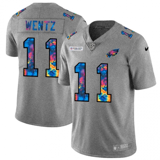 Philadelphia Eagles 11 Carson Wentz Men Nike Multi Color 2020 NFL Crucial Catch NFL Jersey Greyheather Philadelphia Eagles 11 Carson Wentz Men Nike Multi Color 2020 NFL Crucial Catch NFL Jersey Greyheather