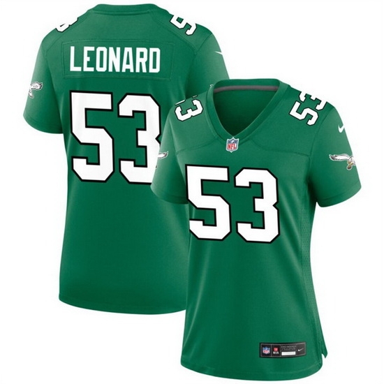 Women Philadelphia Eagles 53 Shaquille Leonard Green Stitched Football Jersey 28Run Small 29 Women Philadelphia Eagles 53 Shaquille Leonard Green Stitched Football Jersey 28Run Small 29