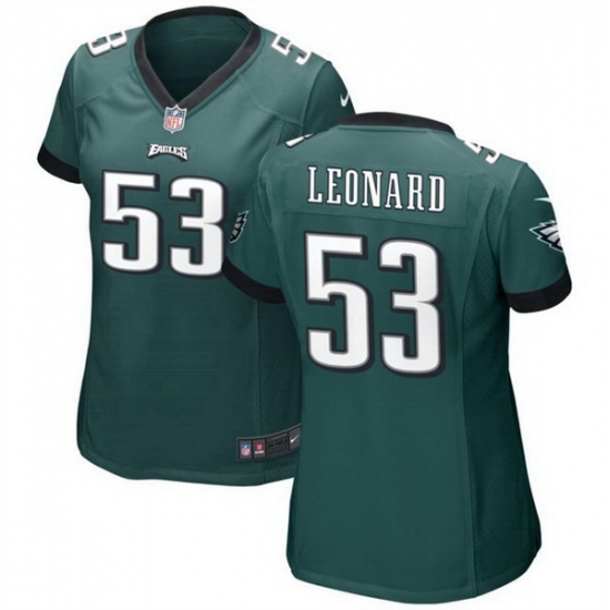 Women Philadelphia Eagles 53 Shaquille Leonard Green Stitched Football Jersey Run Small Women Philadelphia Eagles 53 Shaquille Leonard Green Stitched Football Jersey Run Small