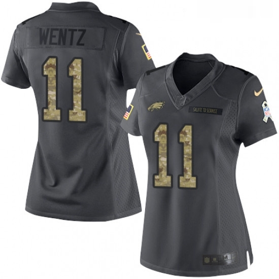 Womens Nike Philadelphia Eagles 11 Carson Wentz Limited Black 2016 Salute to Service NFL Jersey Womens Nike Philadelphia Eagles 11 Carson Wentz Limited Black 2016 Salute to Service NFL Jersey