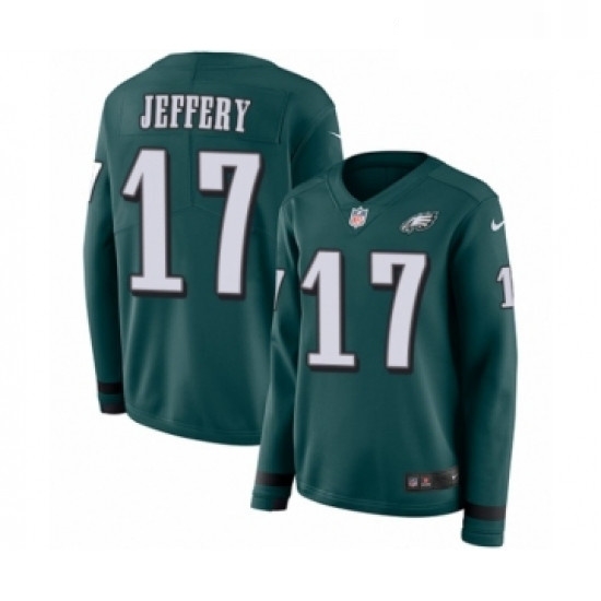 Womens Nike Philadelphia Eagles 17 Alshon Jeffery Limited Green Therma Long Sleeve NFL Jersey Womens Nike Philadelphia Eagles 17 Alshon Jeffery Limited Green Therma Long Sleeve NFL Jersey