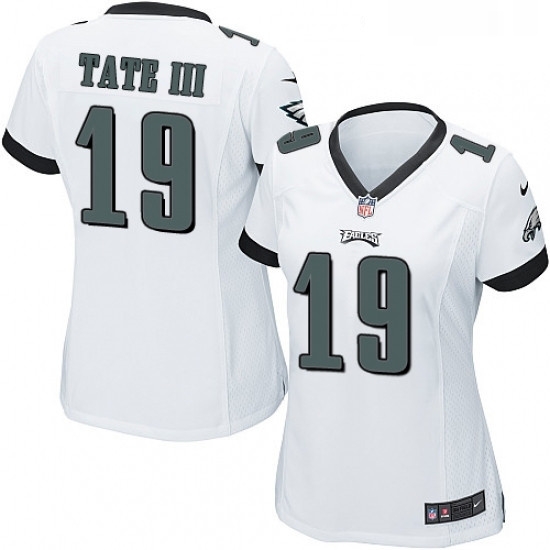 Womens Nike Philadelphia Eagles 19 Golden Tate III Game White NFL Jersey Womens Nike Philadelphia Eagles 19 Golden Tate III Game White NFL Jersey
