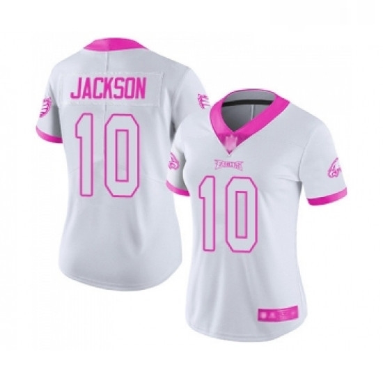 Womens Philadelphia Eagles 10 DeSean Jackson Limited White Pink Rush Fashion Football Jersey Womens Philadelphia Eagles 10 DeSean Jackson Limited White Pink Rush Fashion Football Jersey