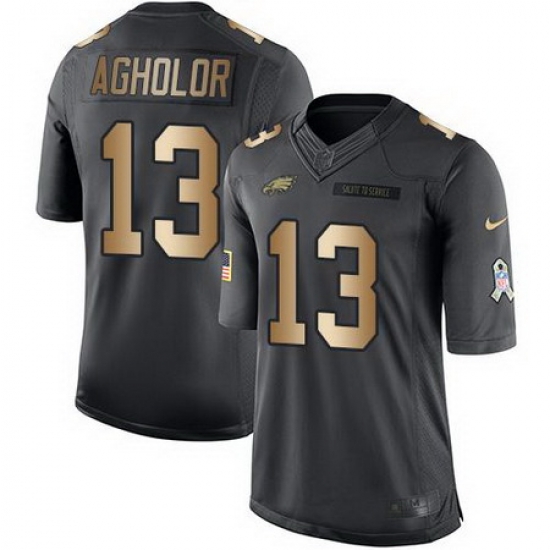 Nike Eagles #13 Nelson Agholor Black Youth Stitched NFL Limited Gold Salute to Service Jersey Nike Eagles #13 Nelson Agholor Black Youth Stitched NFL Limited Gold Salute to Service Jersey