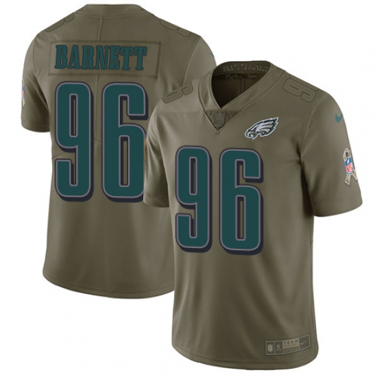 Youth Nike Eagles #96 Derek Barnett Olive Stitched NFL Limited 2017 Salute to Service Jersey Youth Nike Eagles #96 Derek Barnett Olive Stitched NFL Limited 2017 Salute to Service Jersey