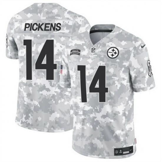 Men Pittsburgh Steelers 14 George Pickens 2024 F U S E Arctic Camo Salute To Service Limited Stitched Football Jersey Men Pittsburgh Steelers 14 George Pickens 2024 F U S E Arctic Camo Salute To Service Limited Stitched Football Jersey
