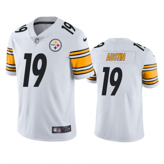 Men Pittsburgh Steelers 19 Calvin Austin White Color Vapor Limited Stitched Jersey Men Pittsburgh Steelers 19 Calvin Austin White Color Vapor Limited Stitched Jersey