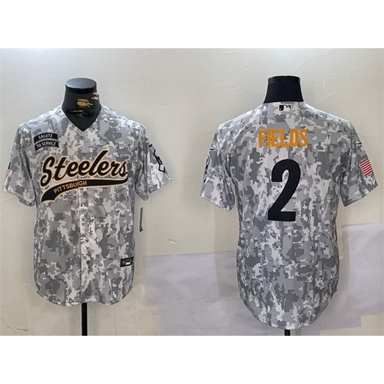 Men Pittsburgh Steelers 2 Justin Fields 2024 Arctic Camo Salute To Service Stitched Baseball Jersey Men Pittsburgh Steelers 2 Justin Fields 2024 Arctic Camo Salute To Service Stitched Baseball Jersey