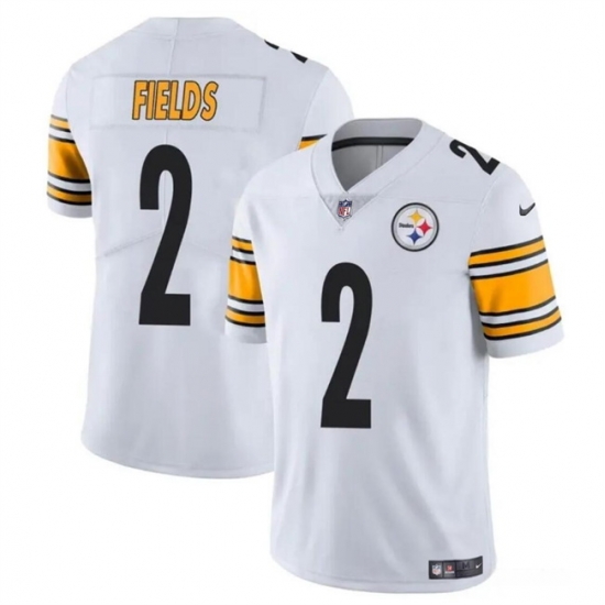 Men Pittsburgh Steelers 2 Justin Fields White Vapor Untouchable Limited Stitched Jersey Men Pittsburgh Steelers 2 Justin Fields White Vapor Untouchable Limited Stitched Jersey