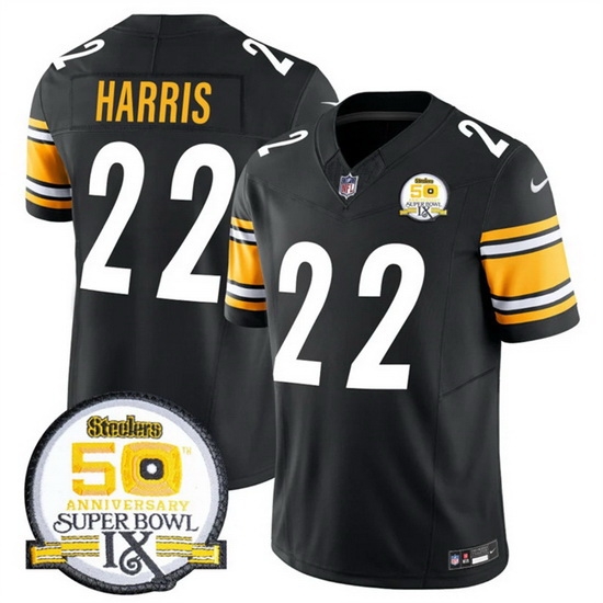 Men Pittsburgh Steelers 22 Najee Harris Black 2024 F U S E 50th Anniversary Of Super Bowl IX Alternate Vapor Untouchable Limited Stitched Jersey Men Pittsburgh Steelers 22 Najee Harris Black 2024 F U S E 50th Anniversary Of Super Bowl IX Alternate Vapor Untouchable Limited Stitched Jersey
