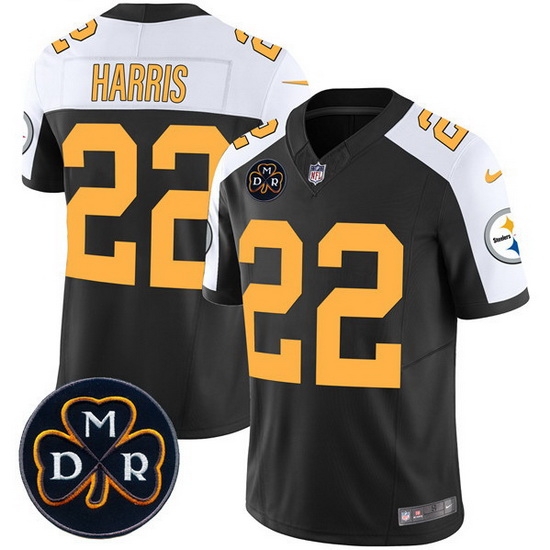 Men Pittsburgh Steelers 22 Najee Harris Black F U S E DMR Patch Untouchable Limited Stitched Football Jersey Men Pittsburgh Steelers 22 Najee Harris Black F U S E DMR Patch Untouchable Limited Stitched Football Jersey