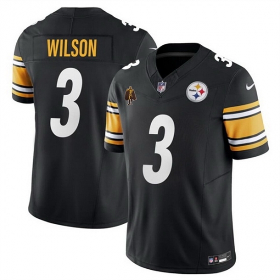 Men Pittsburgh Steelers 3 Russell Wilson Black F U S E With Walter Payton Patch Vapor Untouchable Limited Stitched Jersey Men Pittsburgh Steelers 3 Russell Wilson Black F U S E With Walter Payton Patch Vapor Untouchable Limited Stitched Jersey