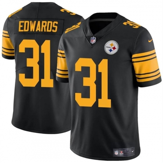 Men Pittsburgh Steelers 31 Daijun Edwards Black Color Rush Limited Stitched Jersey Men Pittsburgh Steelers 31 Daijun Edwards Black Color Rush Limited Stitched Jersey
